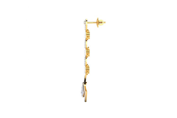 Rosa Long diamond dangle earrings in gold